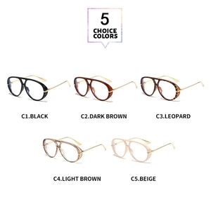 Five assorted colors of vintage aviator eyewear frames with stylish double bridge design