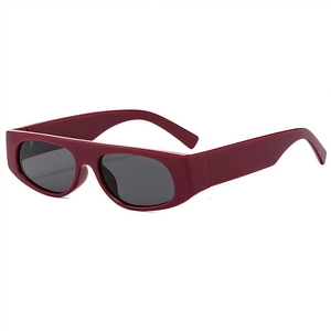 Stylish wine red square frame sunglasses with dark lenses for a retro outdoor fashion look