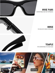 Detail of nose pads and durable hinges on black cat eye sunglasses for daily wear