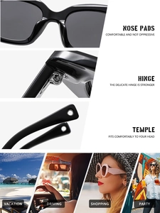Close-up of cat-eye sunglasses featuring reinforced hinges and ergonomic curved temples