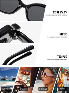 Detail view of oval sunglasses featuring sturdy hinges and comfortable nose pads structure