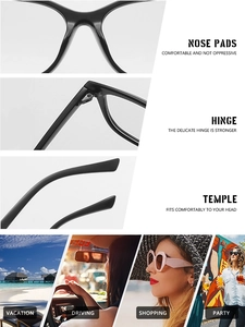 Detail of ergonomic nose pads, sturdy hinges, and temples of retro black eyeglasses