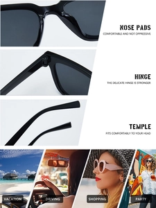 Detail view of square sunglasses featuring ergonomic nose pads and reinforced metal hinges