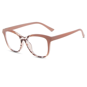 Classic cat-eye blue light blocking glasses with brown gradient frame and leopard pattern