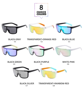 Vue en matrice de huit lunettes de soleil de sport à monture demi-cerclée et verres colorés