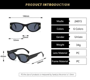Detailed size chart for retro small frame sunglasses with precise measurements