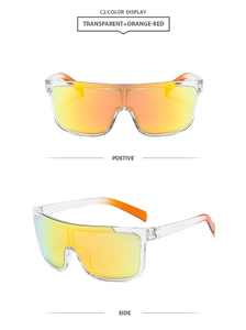 Vues de face et de profil de lunettes de soleil demi-cerclées avec verres dégradés orange