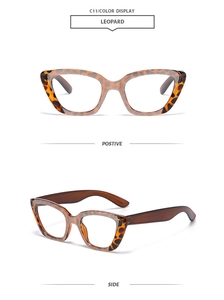Détails de lunettes de soleil léopard avec vues de face et de profil élégantes
