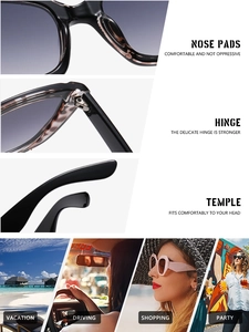 Détails macro des montures en écaille et scènes de vie de lunettes de soleil polygones