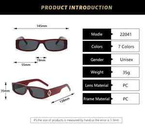 Guide des tailles détaillé pour lunettes de soleil rétro carrées avec mesures précises