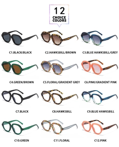 Detailed grid showing 12 stylish oversized retro sunglasses in various color options