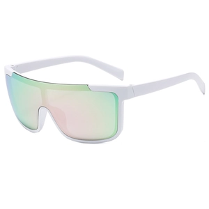 Lunettes de soleil bouclier à demi-monture avec verres miroir futuristes colorés