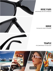 Detail view of butterfly frame sunglasses showing nose pads, hinges, and temples for daily use