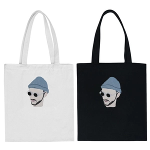 Set di borse tote in tela minimaliste con ritratto maschile di stile in bianco e nero