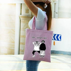 Borsa tote in tela rosa con stampa grafica e spallacci per il tempo libero quotidiano