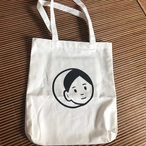 Women Canvas Tote Bag Minimalist Cartoon Face Print Large Capacity Shoulder Shopping Handbag Casual Zipper Closure