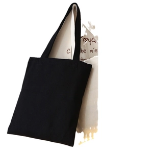 Minimalistische schwarze Canvas-Einkaufstasche mit Schultergurten für den Alltag