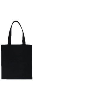 Minimalist black canvas tote bag for women with dual handles on a white background
