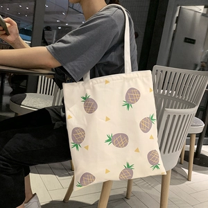Sac fourre-tout en toile blanche avec imprimé ananas violet pour un usage quotidien