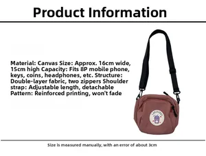 Detail of pink canvas crossbody bag showing dual zippers and adjustable black strap