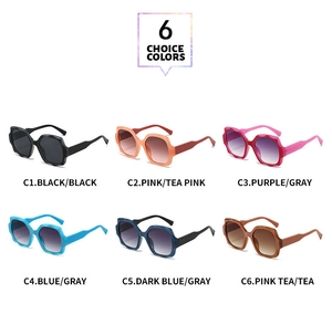 Six assorted color options for square wave frame sunglasses with gradient UV lenses
