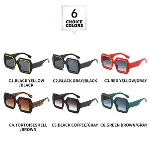 Matrix showing six available color options for stylish oversized square frame sunglasses