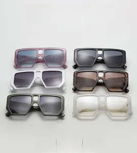 Detailed grid of oversized square sunglasses in pink, black, white, and green