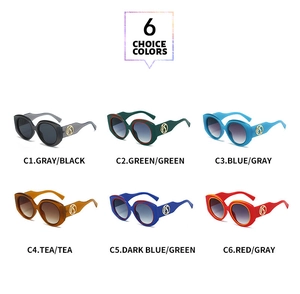 Selection of six oversized round frame sunglasses with golden temple logos