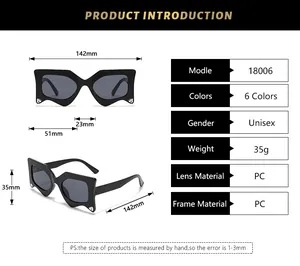 Detailed size guide and specifications for trendy diamond-set geometric sunglasses