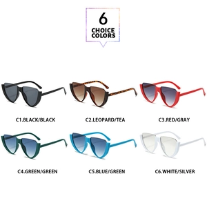 Detailed grid of shield semi-rimless sunglasses in six colors with gradient lenses