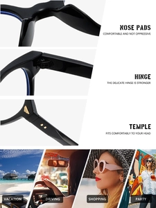 Detail view of anti-blue light glasses with sturdy hinges and comfortable nose pads