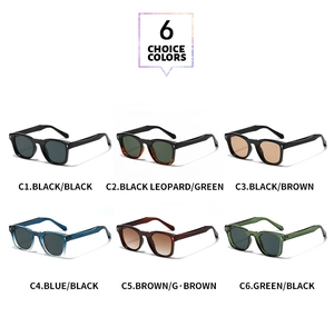 Multiple color options for square retro sunglasses including leopard and gradient frames