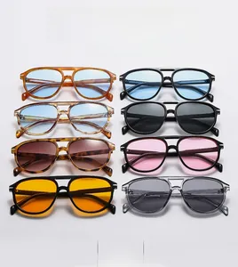Classic pilot sunglasses collection in eight colors with double bridge and varied lenses