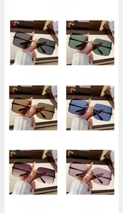Detail view of oversized rimless sunglasses featuring six stylish colored lens options