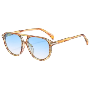 Classic double-bridge aviator sunglasses with tortoiseshell frames and blue gradient lenses
