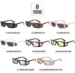 Detailed grid showing 8 color options for retro rectangular hip-hop party sunglasses