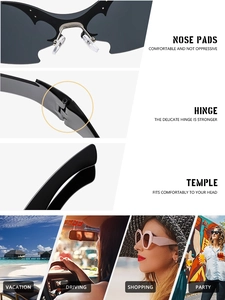 Macro detail of bat-wing sunglasses with reinforced hinges and nose pads for outdoor use