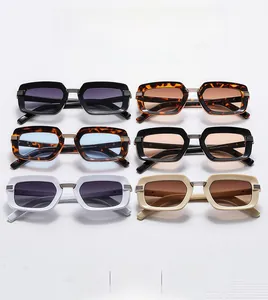 Selection of vintage square sunglasses in black, tortoise, white, and nude frame colors