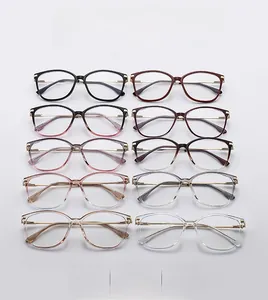 Collection of ten vintage square anti-blue light glasses frames in various colors