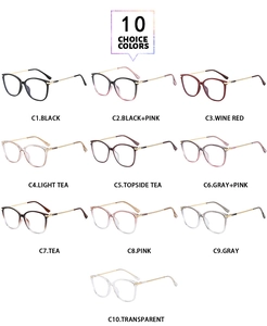 Collection of ten stylish square anti-blue light glasses frames in various colors