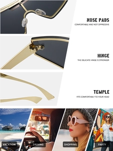 Futuristic shield sunglasses detail showing silicone nose pads and sturdy metal hinges