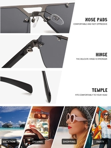 Detail view of double bridge sunglasses showing silicone nose pads and metal hinges