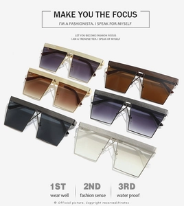 Detailed grid of oversized square punk sunglasses showing six gradient lens color options