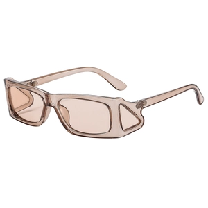 Chic retro industrial style sunglasses with champagne frames and side shield protection