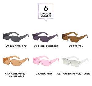 Collection of Y2K rimless curved sunglasses in six trendy colors for outdoor wear