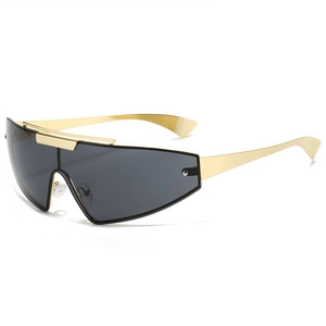Punk Futuristic Metal Rimless Shield Sunglasses Y2K Techwear Integrated UV400 Cycling Sports Eyewear Men Women