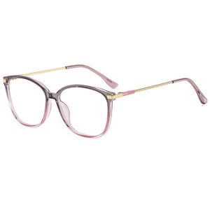 Classic square anti-blue light glasses with gradient purple frames and metal temples