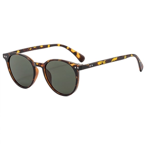 Retro tortoise shell sunglasses with dark lenses and silver rivet detailing