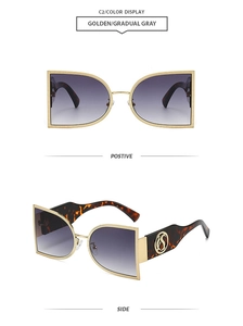 Macro detail of golden metal frame with anti-slip texture and gradient gray lenses