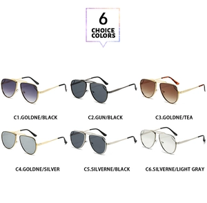 Classic aviator sunglasses collection in six colors with metallic double bridge frames